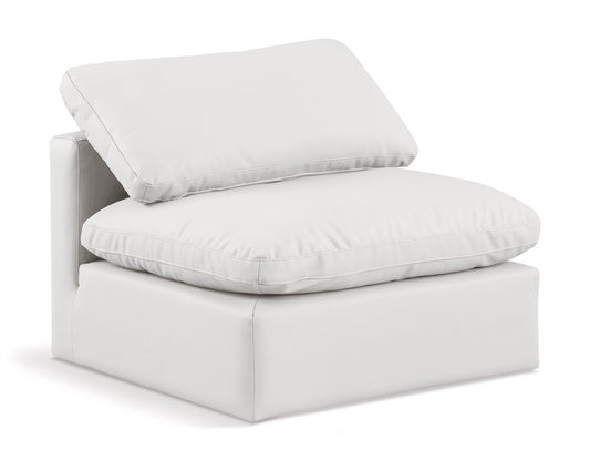 Meridian Furniture - Indulge Cream Vegan Leather Armless Chair - 146Cream-Armless veiw 1