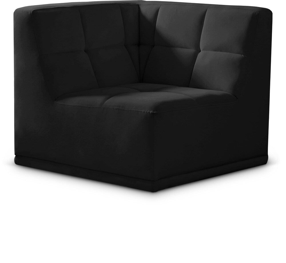 Meridian Furniture - Relax Black Velvet Corner Chair - 650Black-Corner veiw 1