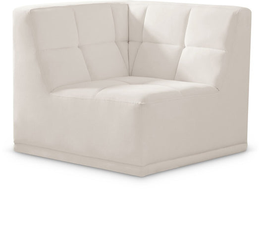 Meridian Furniture - Relax Cream Velvet Corner Chair - 650Cream-Corner veiw 1