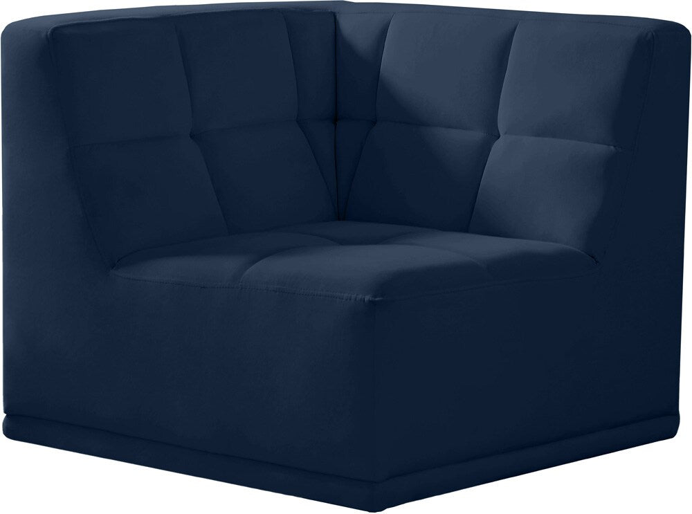 Meridian Furniture - Relax Navy Velvet Corner Chair - 650Navy-Corner veiw 1