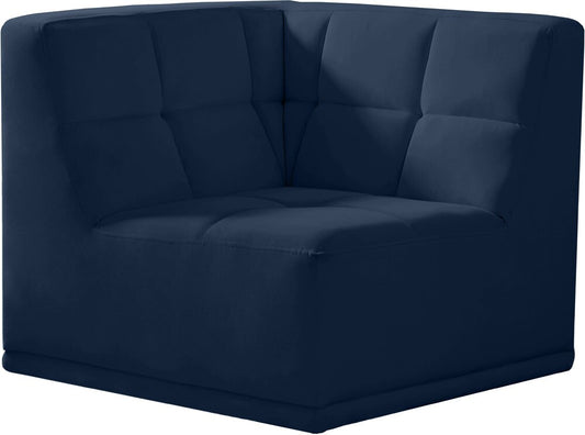 Meridian Furniture - Relax Navy Velvet Corner Chair - 650Navy-Corner veiw 1