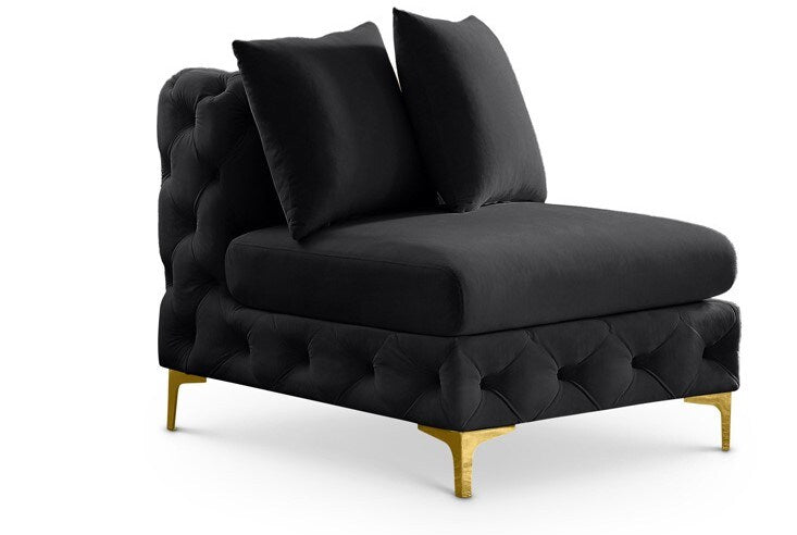 Meridian Furniture - Tremblay Black Velvet Armless Chair - 686Black-Armless veiw 1