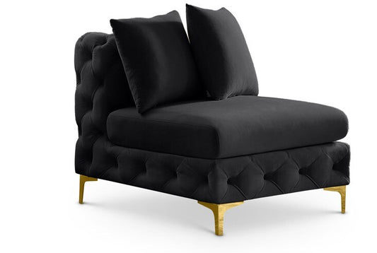 Meridian Furniture - Tremblay Black Velvet Armless Chair - 686Black-Armless veiw 1