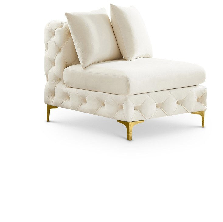 Meridian Furniture - Tremblay Cream Velvet Armless Chair - 686Cream-Armless veiw 1