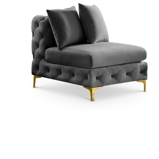 Meridian Furniture - Tremblay Grey Velvet Armless Chair - 686Grey-Armless veiw 1