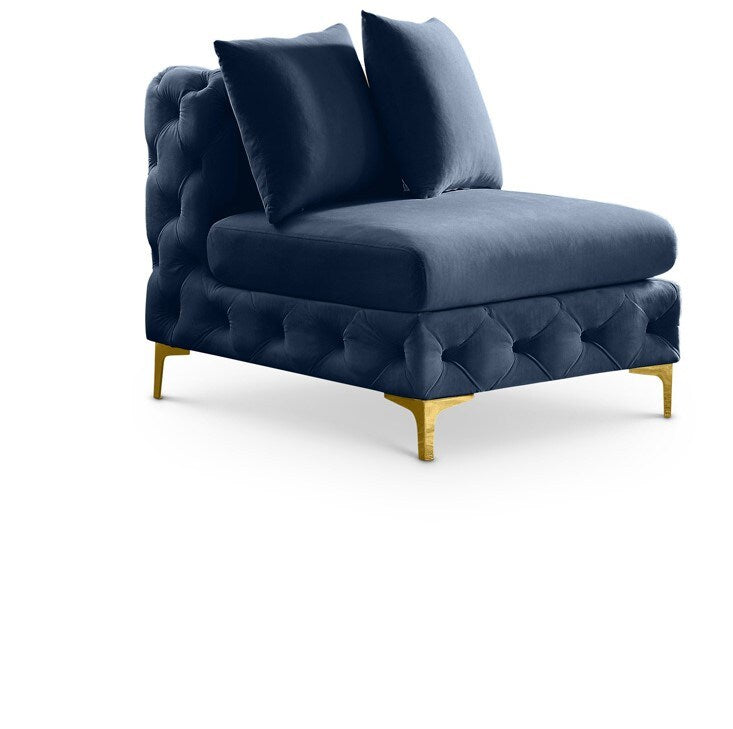 Meridian Furniture - Tremblay Navy Velvet Armless Chair - 686Navy-Armless veiw 1
