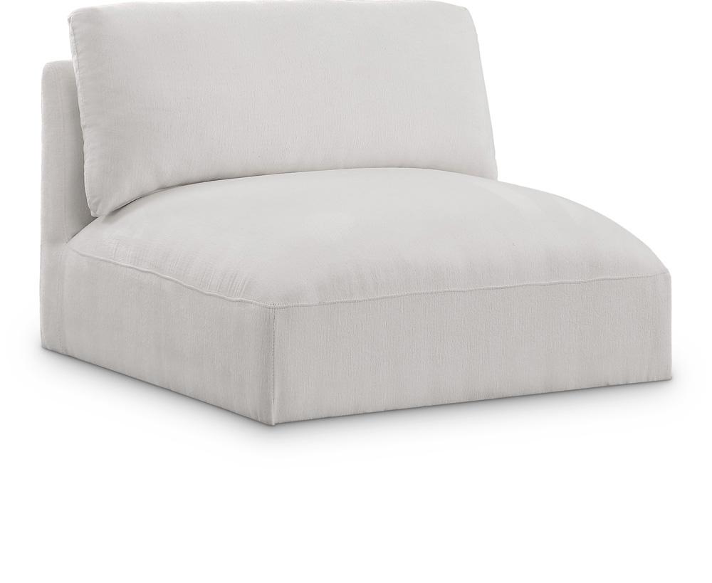 Meridian Furniture - Ease Cream Polyester Fabric Armless - 696Cream-Armless veiw 1