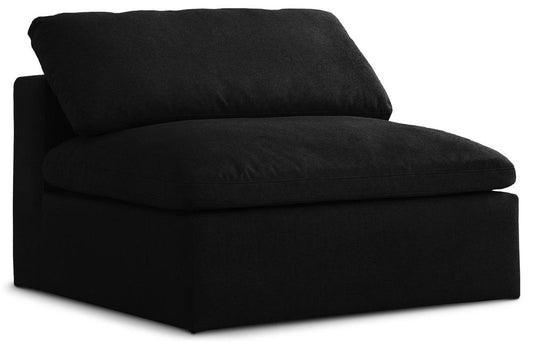 Meridian Furniture - Serene Black Linen Textured Fabric Deluxe Comfort Modular Armless Chair - 601Black-Armless veiw 1