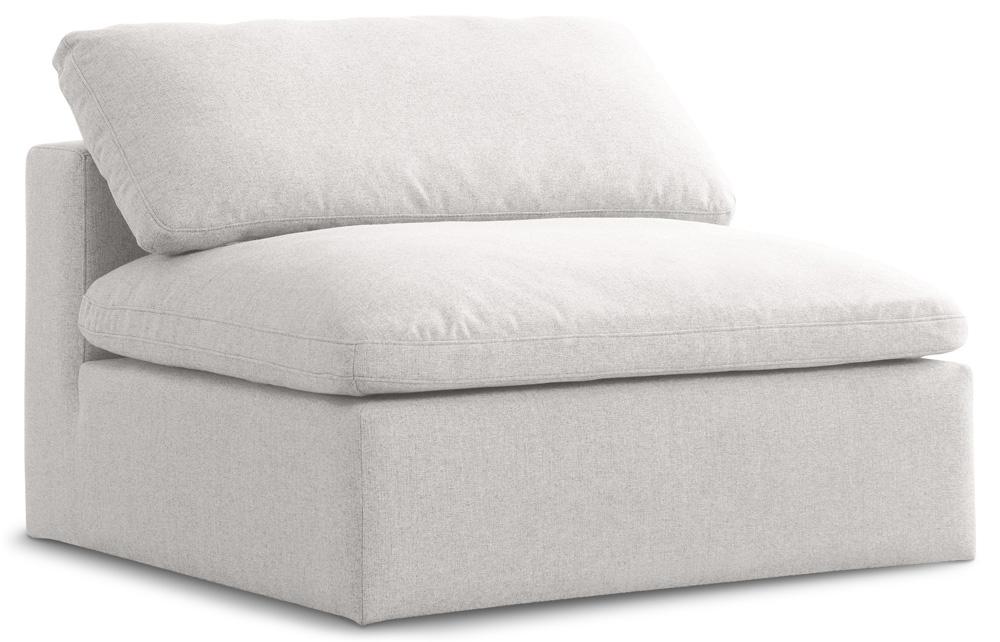 Meridian Furniture - Serene Cream Linen Textured Fabric Deluxe Comfort Modular Armless Chair - 601Cream-Armless veiw 1