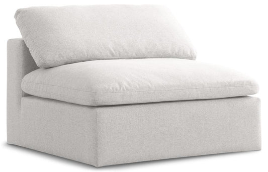 Meridian Furniture - Serene Cream Linen Textured Fabric Deluxe Comfort Modular Armless Chair - 601Cream-Armless veiw 1