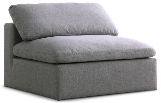 Meridian Furniture - Serene Grey Linen Textured Fabric Deluxe Comfort Modular Armless Chair - 601Grey-Armless veiw 1