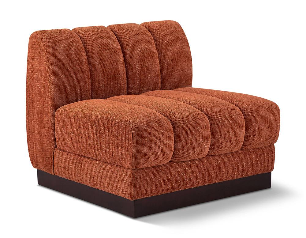Meridian Furniture - Quinn Cognac Chenille Fabric Armless Chair - 124Cognac-Armless veiw 1