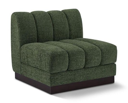 Meridian Furniture - Quinn Green Chenille Fabric Armless Chair - 124Green-Armless veiw 1