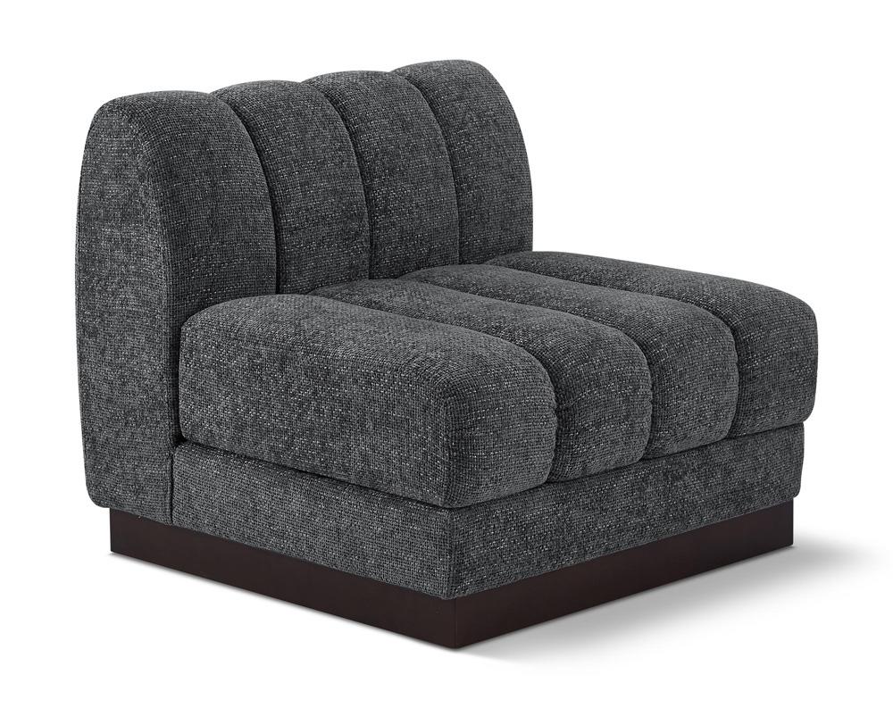 Meridian Furniture - Quinn Grey Chenille Fabric Armless Chair - 124Grey-Armless veiw 1