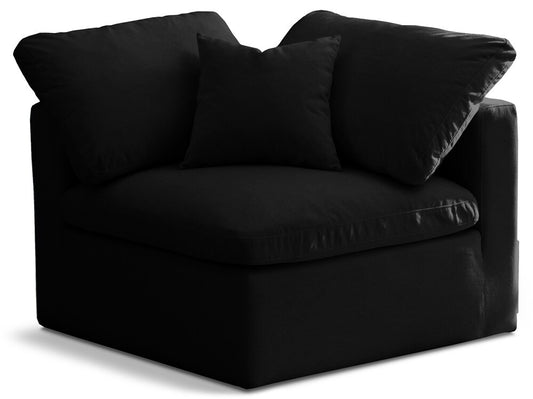 Meridian Furniture - Plush Black Velvet Standard Comfort Modular Corner Chair - 602Black-Corner veiw 1