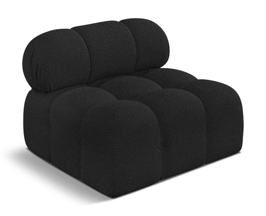 Meridian Furniture - Ames Black Boucle Fabric Armless - 611Black-Armless veiw 1