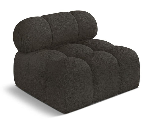 Meridian Furniture - Ames Brown Boucle Fabric Armless - 611Brown-Armless veiw 1