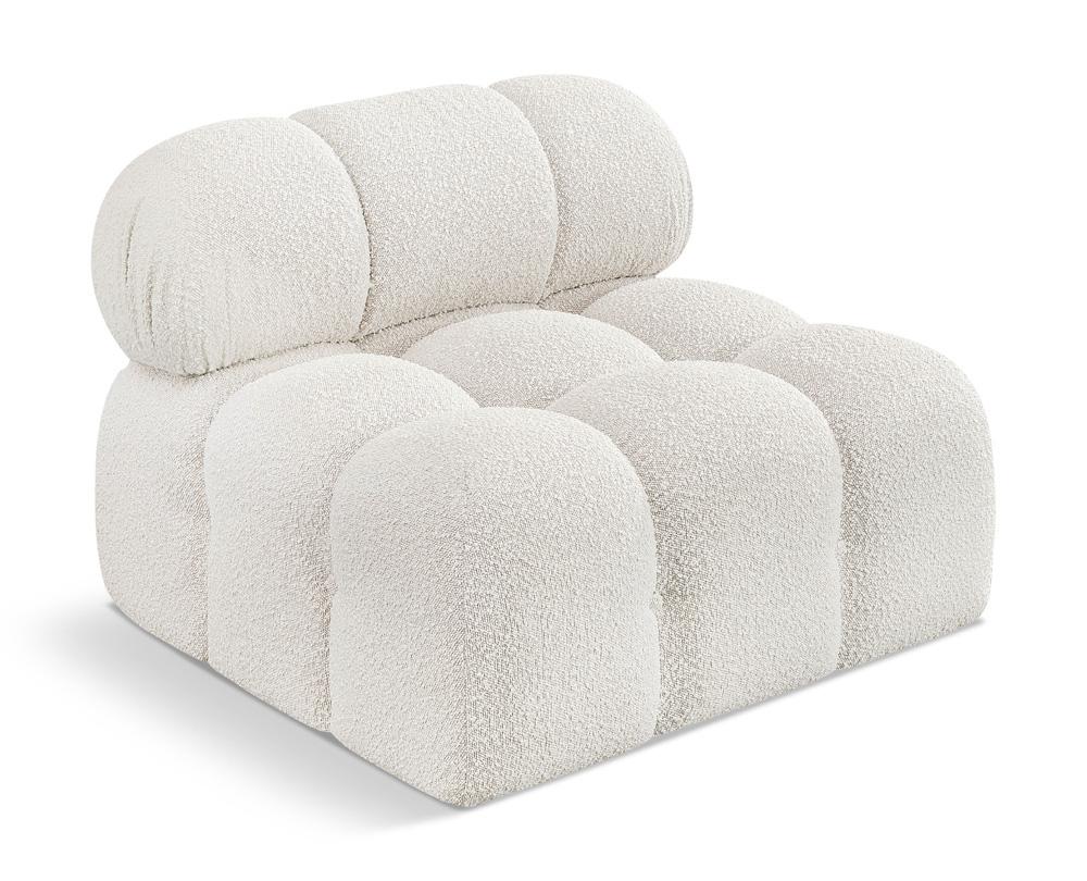 Meridian Furniture - Ames Cream Boucle Fabric Armless - 611Cream-Armless veiw 1