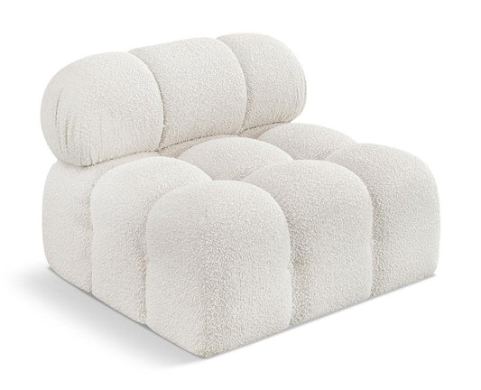 Meridian Furniture - Ames Cream Boucle Fabric Armless - 611Cream-Armless veiw 1