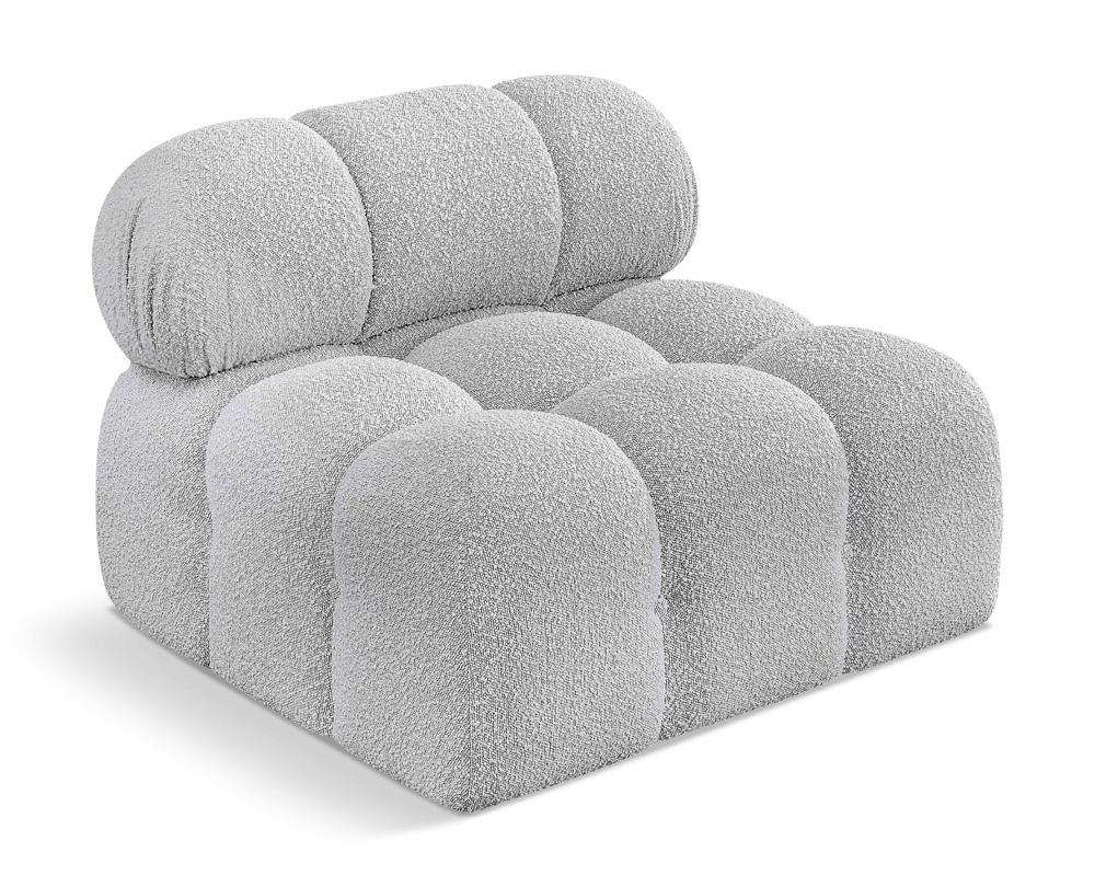 Meridian Furniture - Ames Grey Boucle Fabric Armless - 611Grey-Armless veiw 1