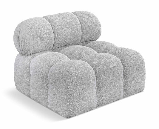 Meridian Furniture - Ames Grey Boucle Fabric Armless - 611Grey-Armless veiw 1