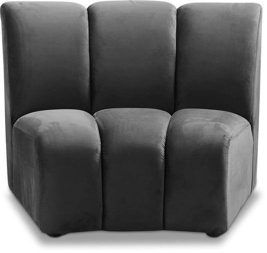 Meridian Furniture - Infinity Grey Velvet Modular Chair - 638Grey-C veiw 1