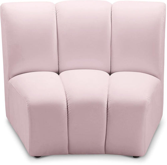 Meridian Furniture - Infinity Pink Velvet Modular Chair - 638Pink-C veiw 1