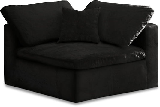 Meridian Furniture - Cozy Black Velvet Chair - 634Black-Corner veiw 1