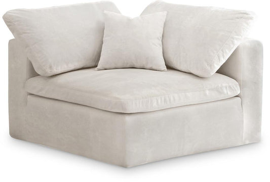 Meridian Furniture - Cozy Cream Velvet Chair - 634Cream-Corner veiw 1