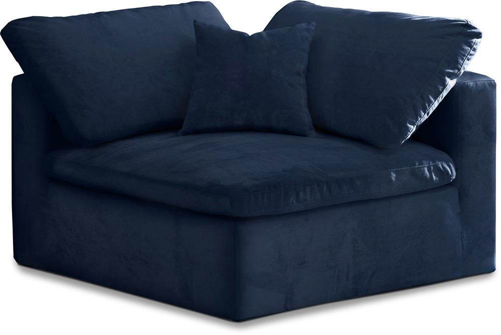 Meridian Furniture - Cozy Navy Velvet Chair - 634Navy-Corner veiw 1