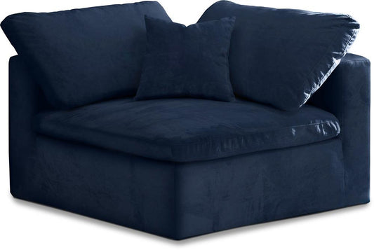 Meridian Furniture - Cozy Navy Velvet Chair - 634Navy-Corner veiw 1