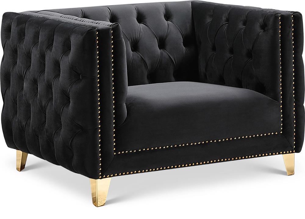 Meridian Furniture - Michelle Black Velvet Chair - 652Black-C veiw 1