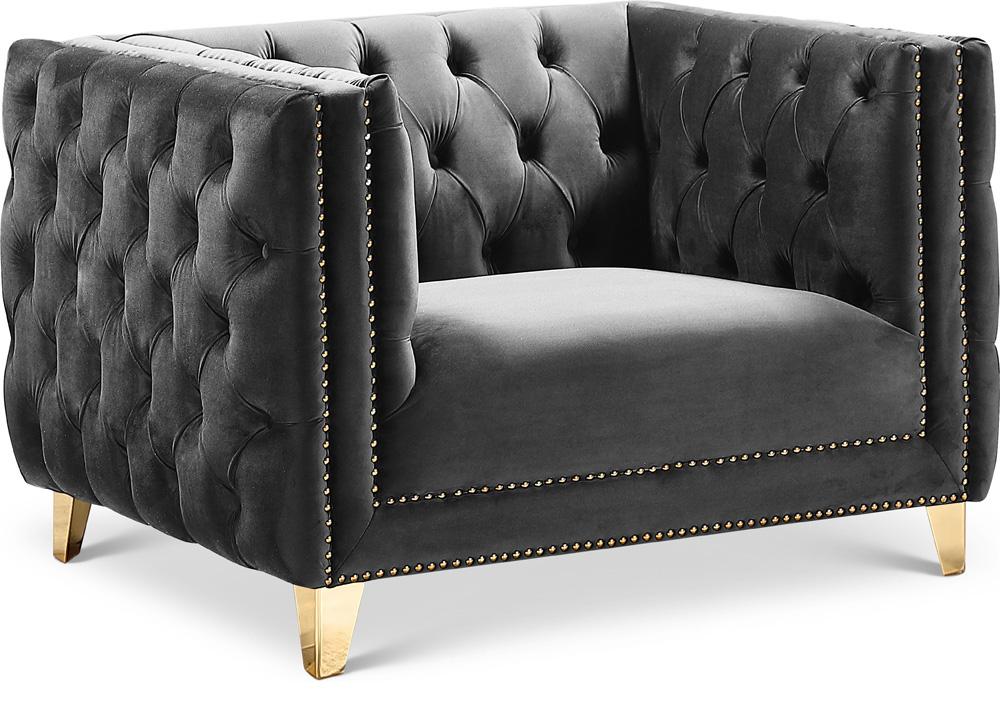 Meridian Furniture - Michelle Grey Velvet Chair - 652Grey-C veiw 1