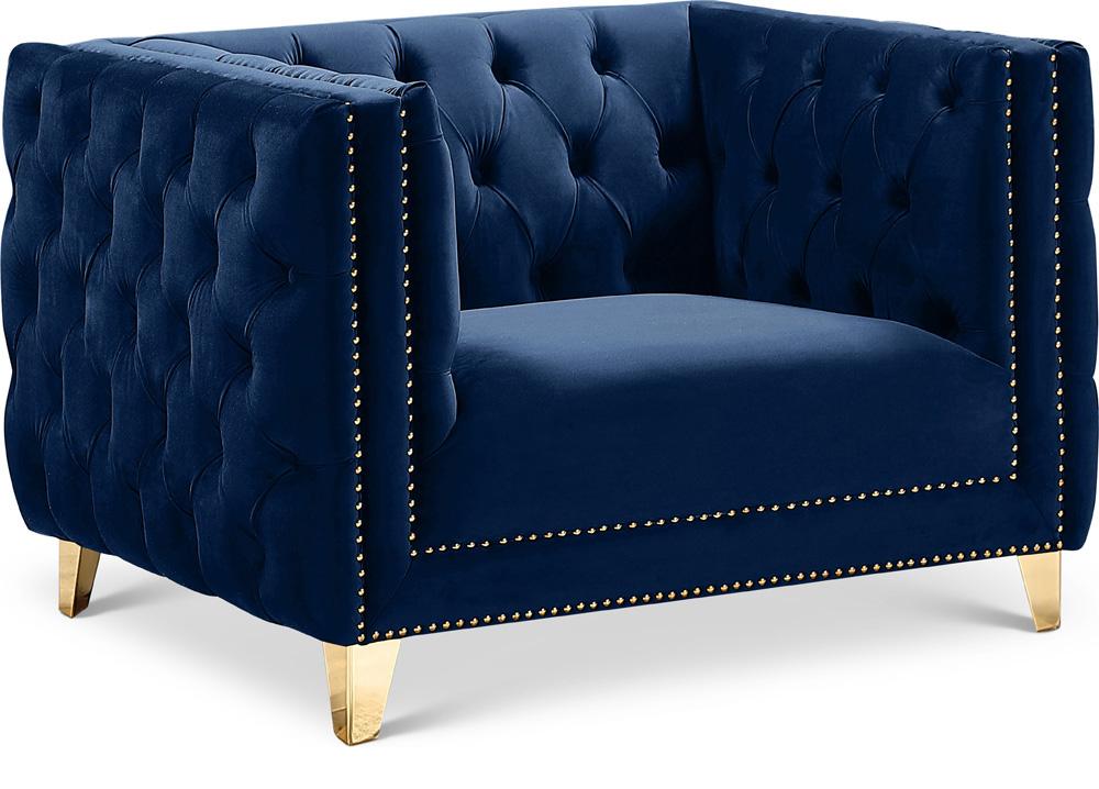 Meridian Furniture - Michelle Navy Velvet Chair - 652Navy-C veiw 1