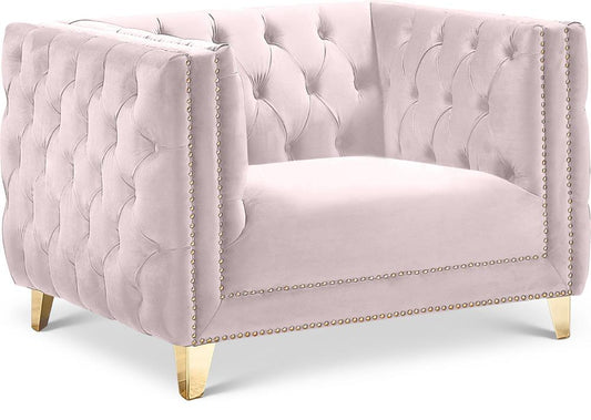 Meridian Furniture - Michelle Pink Velvet Chair - 652Pink-C veiw 1
