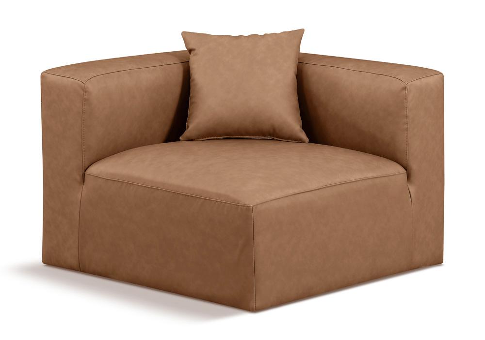 Meridian Furniture - Cube Brown Vegan Leather Corner Chair - 668Brown-Corner veiw 1