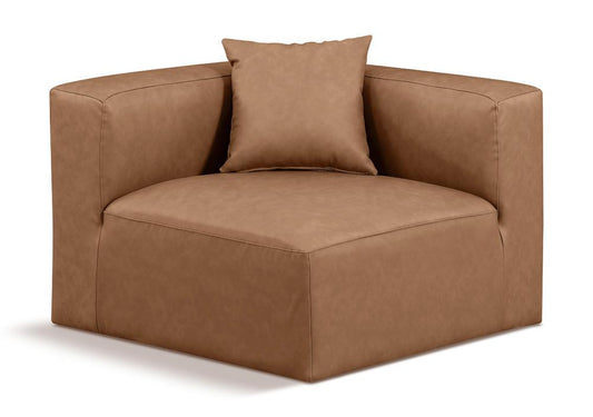 Meridian Furniture - Cube Brown Vegan Leather Corner Chair - 668Brown-Corner veiw 1