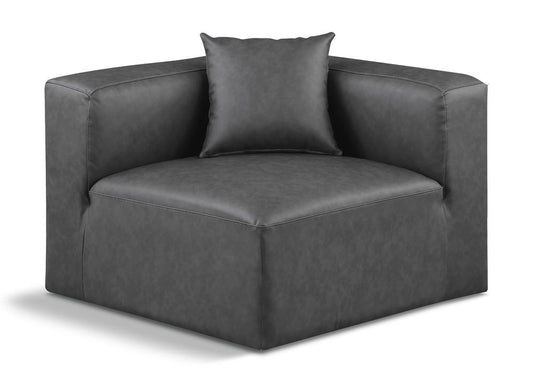 Meridian Furniture - Cube Charcoal Grey Vegan Leather Corner Chair - 668Grey-Corner veiw 1