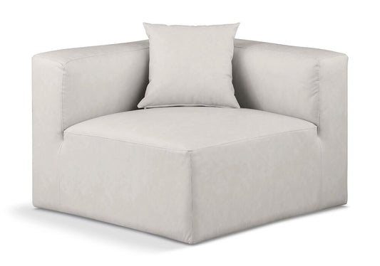 Meridian Furniture - Cube Cream Vegan Leather Corner Chair - 668Cream-Corner veiw 1