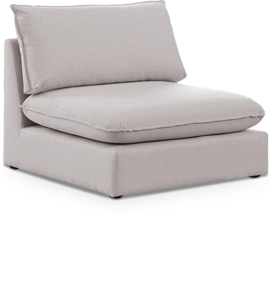 Meridian Furniture - Mackenzie Beige Durable Linen Textured Armless Chair - 688Beige-Armless veiw 1
