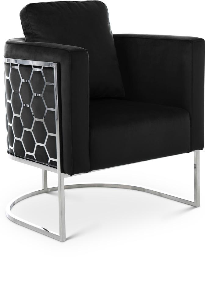 Meridian Furniture - Casa Black Velvet Chair - 691Black-C veiw 1