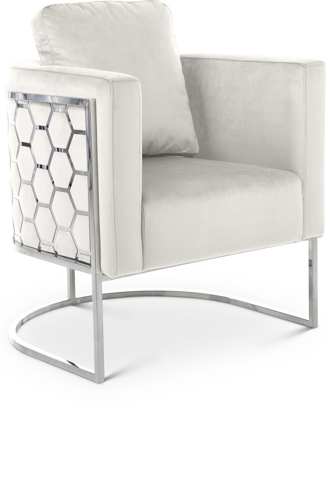 Meridian Furniture - Casa Cream Velvet Chair - 691Cream-C veiw 1
