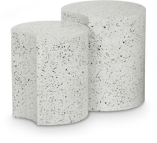 Meridian Furniture - Dimple White End Table - 2Pc - 99084White-2B veiw 1