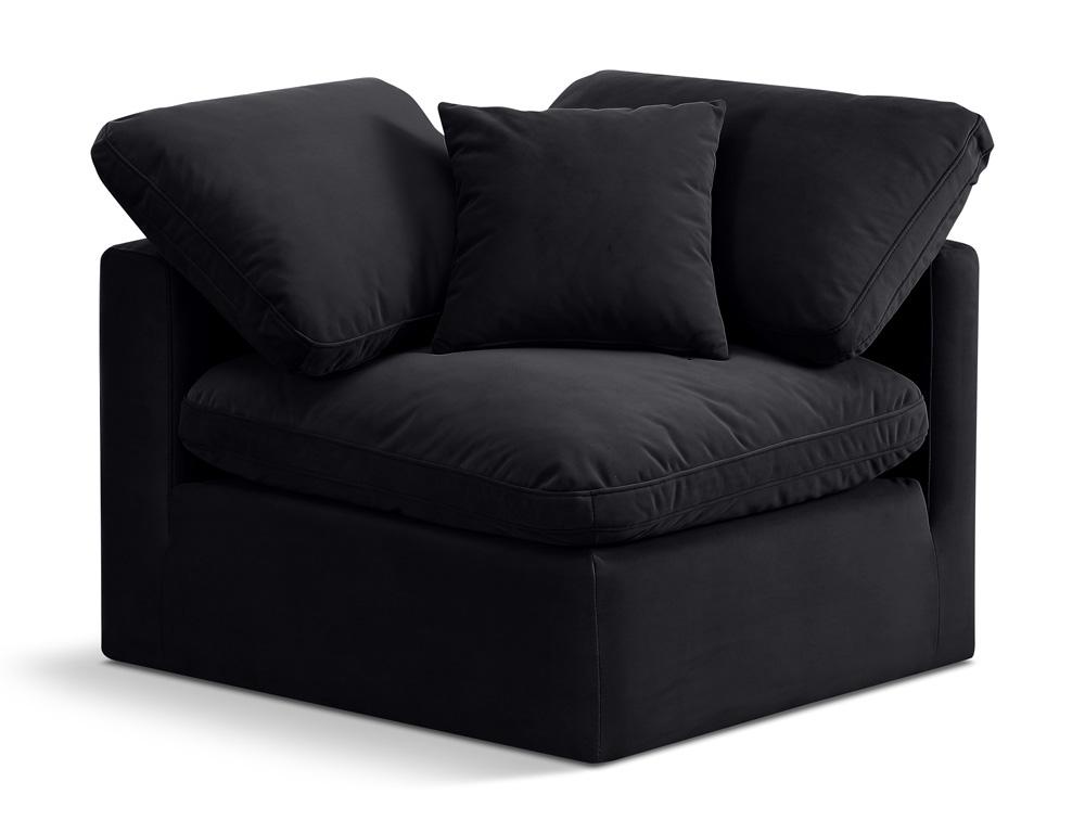 Meridian Furniture - Indulge Black Velvet Corner Chair - 147Black-Corner veiw 1