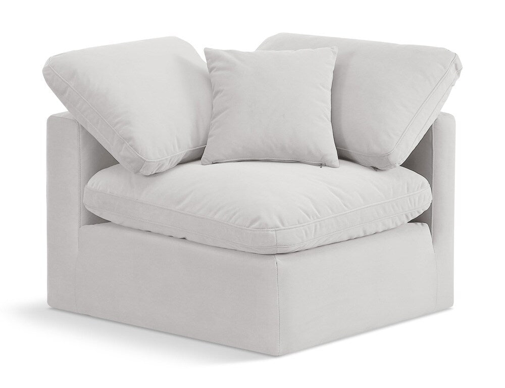 Meridian Furniture - Indulge Cream Velvet Corner Chair - 147Cream-Corner veiw 1