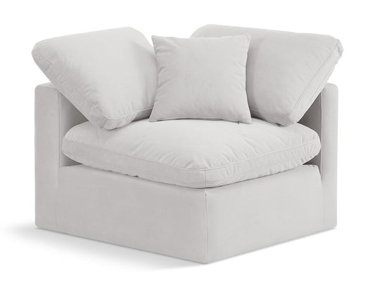 Meridian Furniture - Indulge Cream Velvet Corner Chair - 147Cream-Corner veiw 1