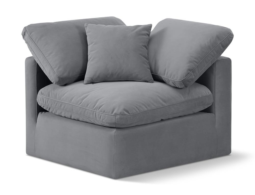 Meridian Furniture - Indulge Grey Velvet Corner Chair - 147Grey-Corner veiw 1
