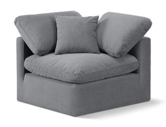 Meridian Furniture - Indulge Grey Velvet Corner Chair - 147Grey-Corner veiw 1