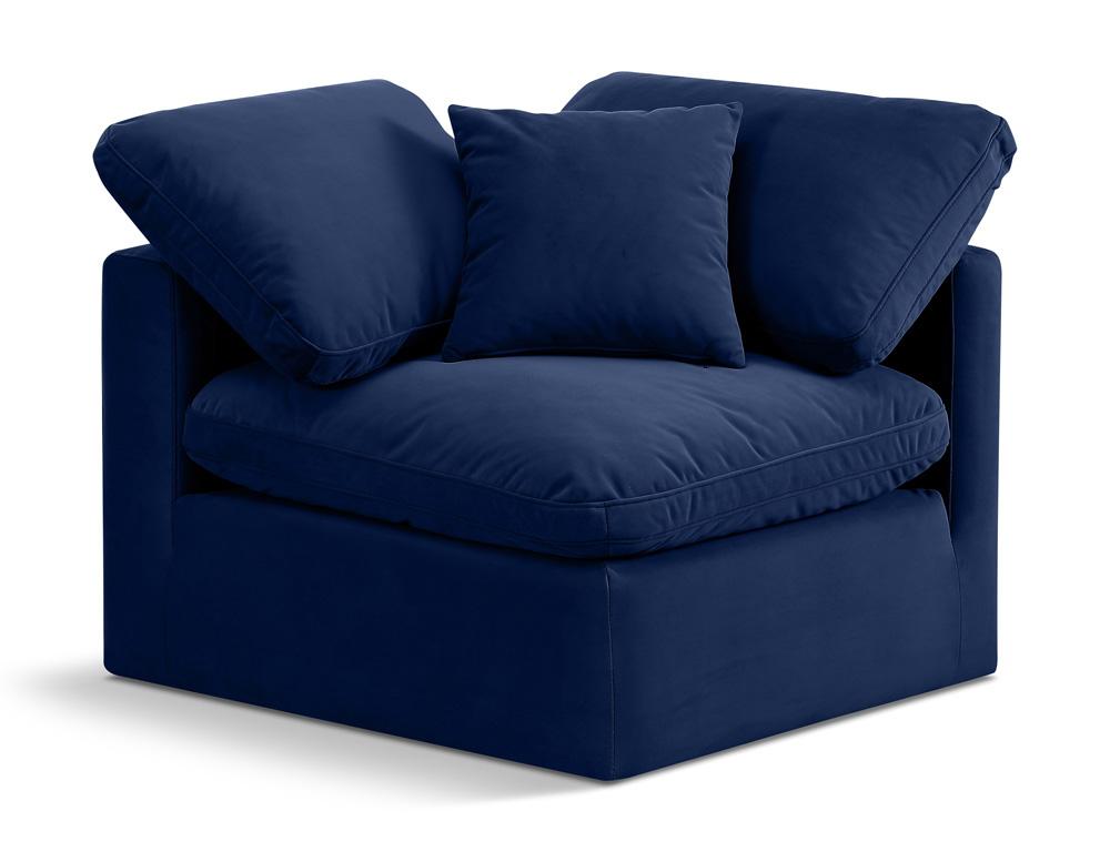 Meridian Furniture - Indulge Navy Velvet Corner Chair - 147Navy-Corner veiw 1