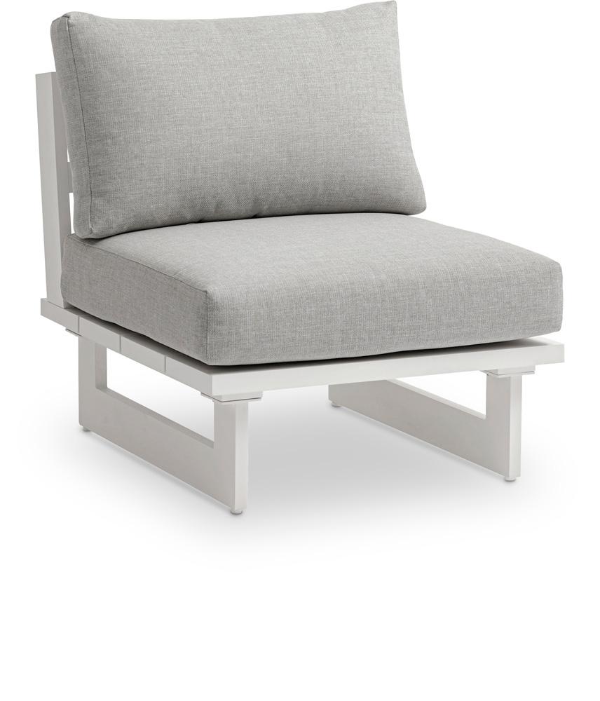 Meridian Furniture - Maldives Grey Water Resistant Fabric Outdoor Patio Armless Chair - 337Grey-Armless veiw 1